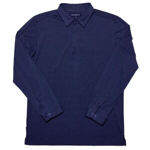 MIZZEN + MAIN Long Sleeve Filmore Trim Fit Polo Shirt Blue Large L
